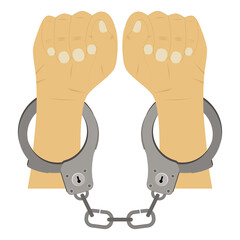 Hands in handcuffs.