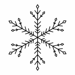 Snowflake doodle isolated on a white background. Vector hand-drawn illustration. Perfect for holiday and Christmas designs, cards, logo, decorations.