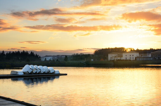 Sunset at "Lac des Sapins", Beaujolais, France