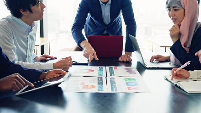 Group of multi racial people meeting in the office. Global business. Teamwork of business. Diversity.