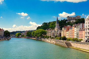 Church of Saint Georges and Saone river, Lyon, France
