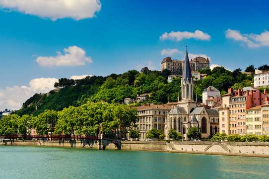 Church of Saint Georges and Saone river, Lyon, France