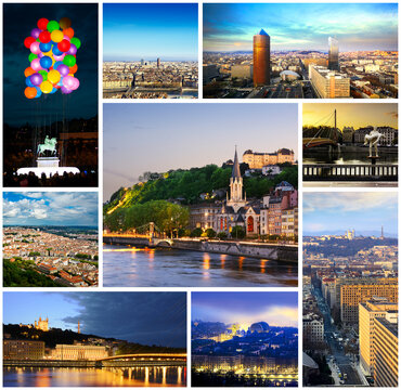 Lyon rectangular travel photo collage