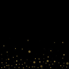 Falling Snow flakes golden pattern Holiday Vector