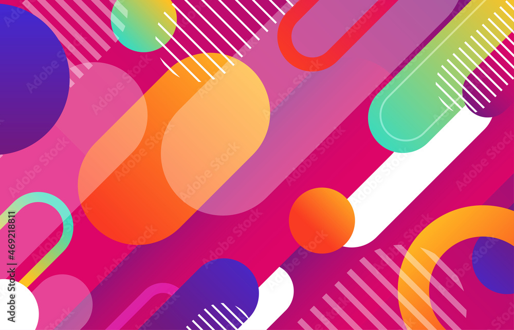 Poster abstract geometric vivid colourful gradient round lines pattern template. overlapping with lines sty