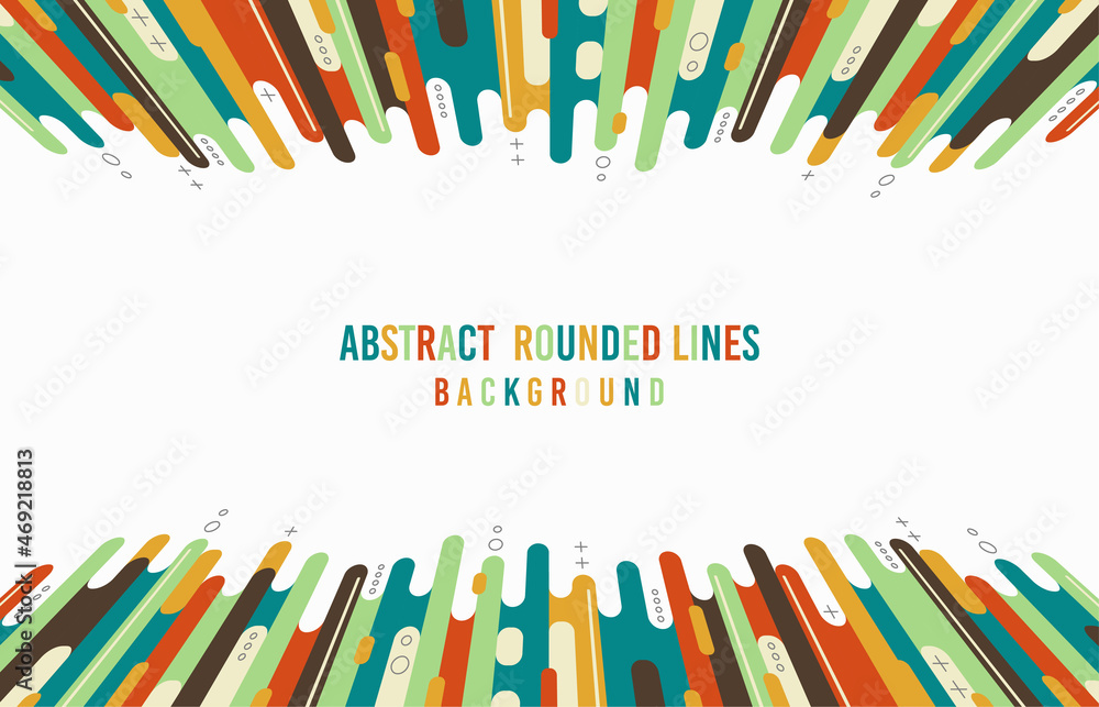 Poster abstract colourful rounded lines pattern artwork decorative style. overlapping design with copy spac