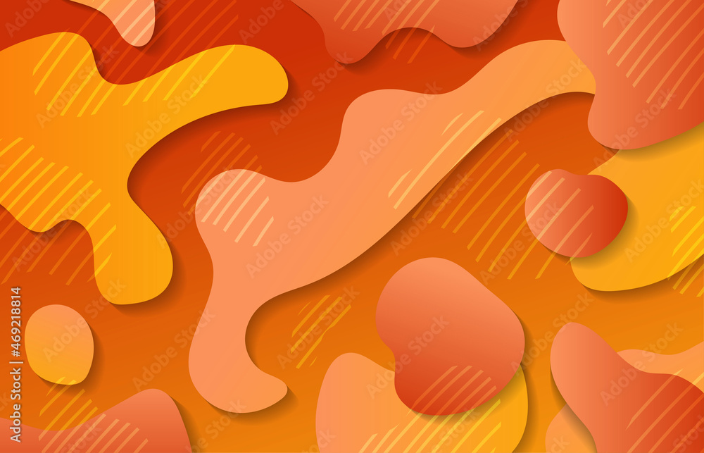 Poster abstract gradient orange doodle stripe lines pattern template. overlapping with lines artwork backgr