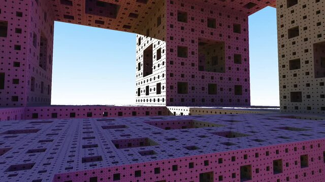 Giant Square Fractal House. Modern contemporary art.