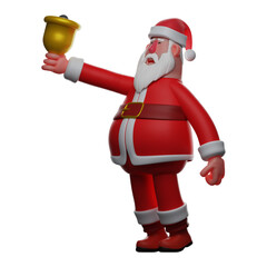 3D Santa Cartoon Design ringing a bell happily