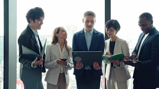 Group of multi racial people meeting in the office. Global business. Teamwork of business. Diversity.