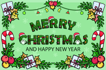 Merry christmas and happy new year background template