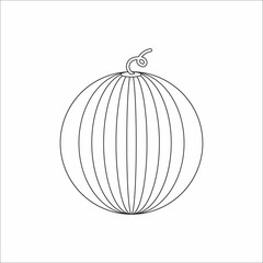 Coloring book page for preschool children with outlines of watermelon slices and a colorful copy of them. Vector illustration of watermelon for kids education.