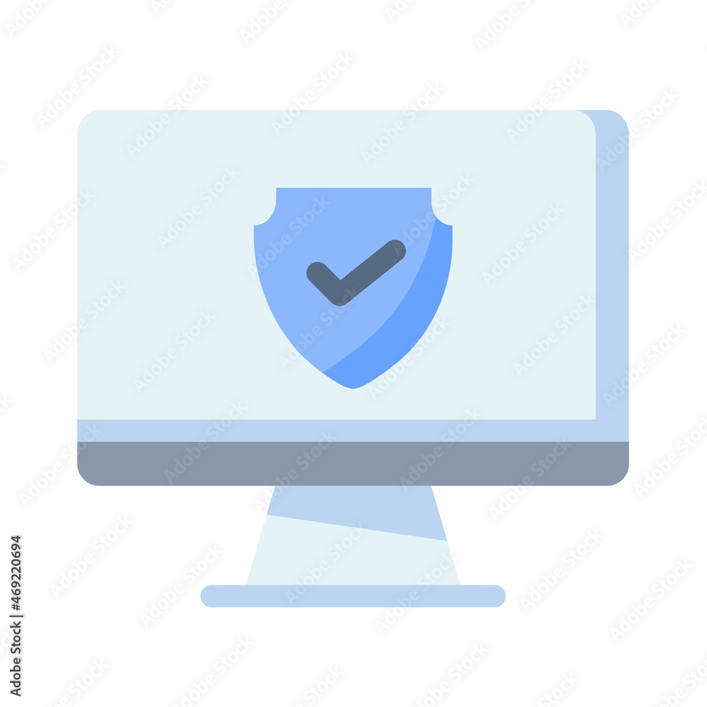 Poster desktop shield safe protected security single isolated icon with flat style