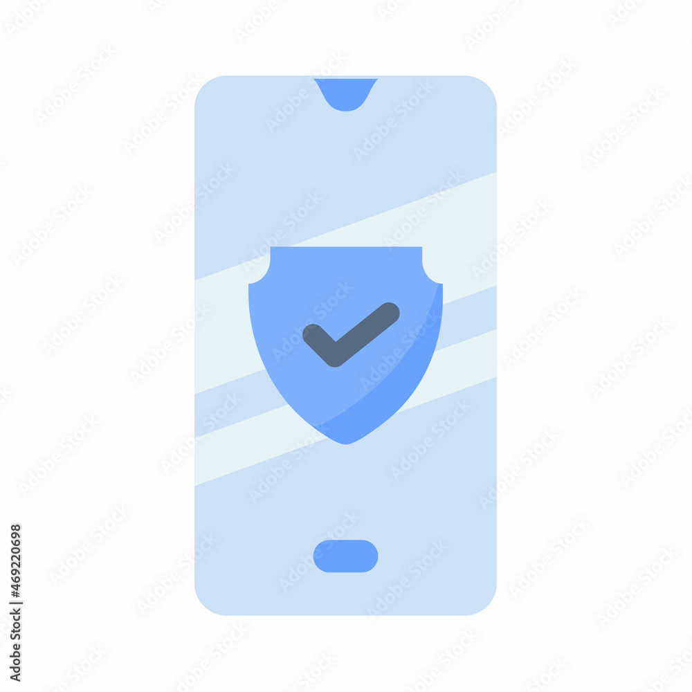 Poster phone shield security protected single isolated icon with flat style