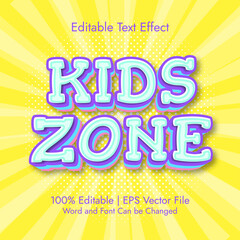 cute kids zone 3d editable text effect vector