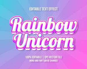 Fototapeta premium Editable text effect rainbow unicorn cute vector
