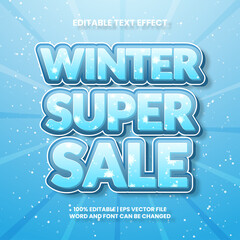 winter super sale 3d editable text effect Vector