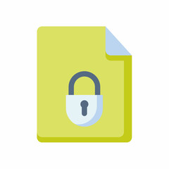 encrypted document with lock secure single isolated icon with flat style