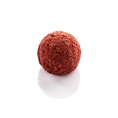 Strawberry truffle isolated on a white background.