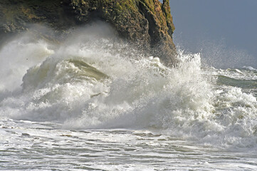 Obraz premium Spectacular surf at Cape Disappointment State Park