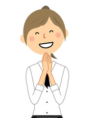 喜ぶカフェスタッフ