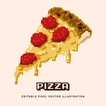 Pixel pizza creative design icon vector illustration