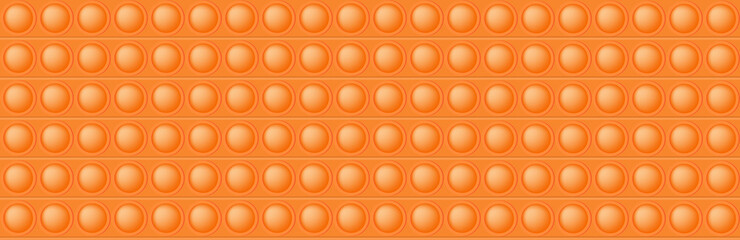 Popit orange seamless pattern as a fashionable silicon fidget toy. Addictive anti-stress toy in bright color. Bubble popits for kids fingers. Vector illustration in rectangle format suitable for