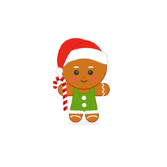 Cute cartoon gingerbread man cookies. Christmas theme. Vector illustration for children's decor, stickers, decorations, decorating a children's room