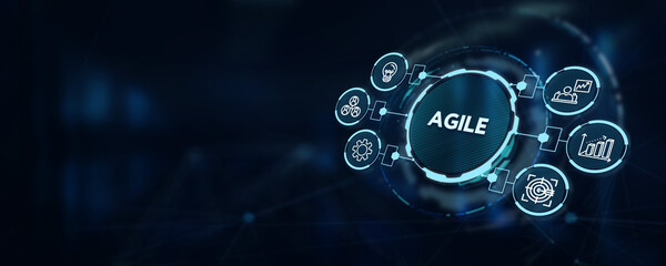Business, Technology, Internet and network concept. Agile Software Development.3d illustration