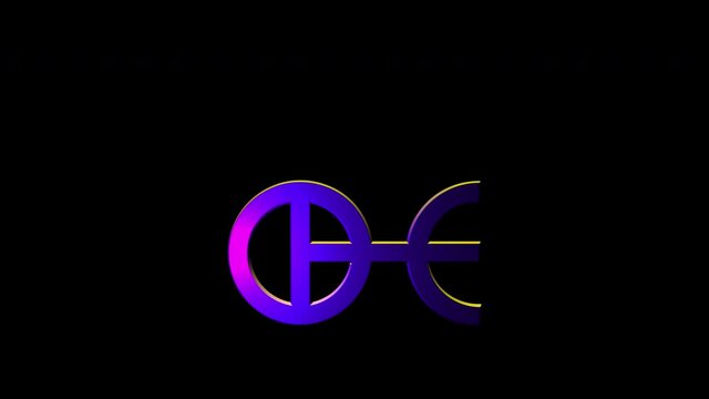 Alchemical Symbol For Crocus of Copper-2 Icon Animation. Purple text with alpha channel. Esoteric Alchemy symbology