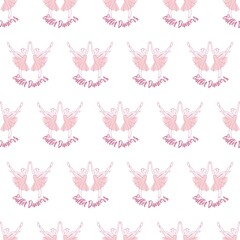 Obraz premium Cute Pink Ballerina Vector Graphic Silhouette Art Seamless Pattern