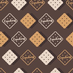 Seamless Pattern with Delicious Cracker Biscuit Vector Graphic Art