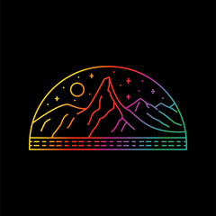 Stetind Norway's National Mountain in mono line art, patch badge design, emblem design, T-Shirt Design