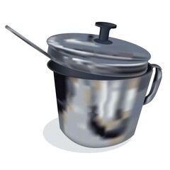 Photo Realistic Metal Drinking Mug with Cap Vector Illustration