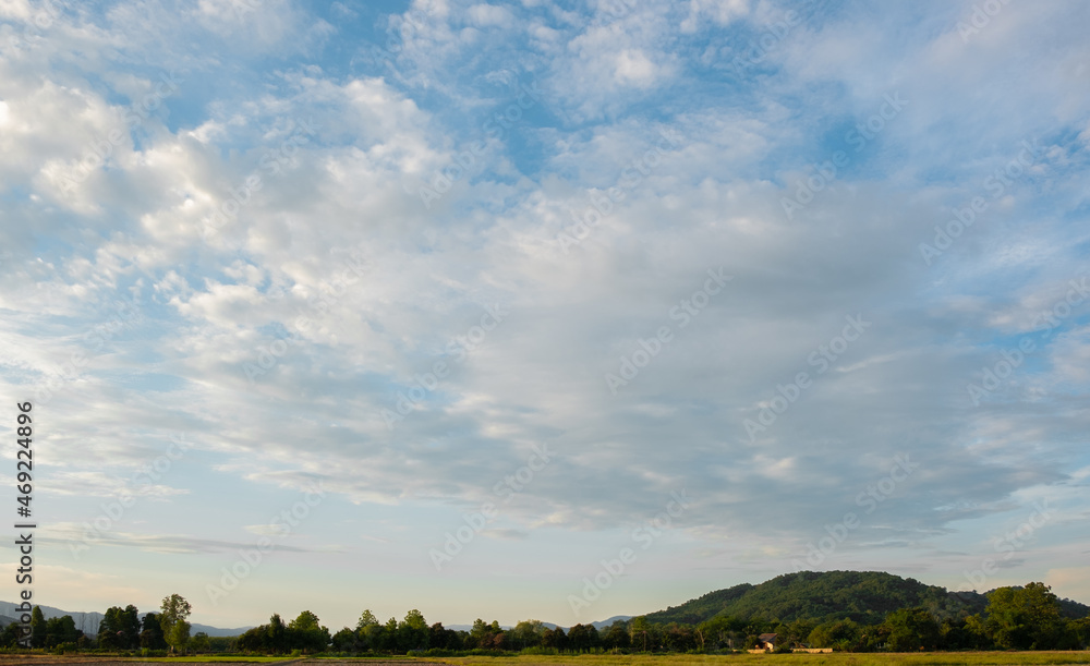 Wall mural many small clouds in blue sky.summer cloudy.white clouds floating in the sky.