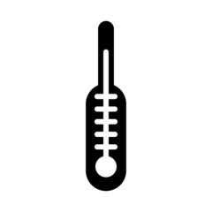 Simple flat black and white thermometer icon. Vector silhouette of medical equipment