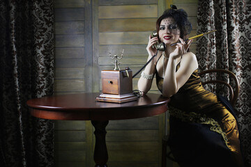 Beautiful 1930s girl smokes