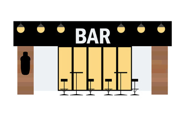 Fototapeta premium シンプルなお店のイラスト barバー スタイリッシュな酒場の建物のイラスト