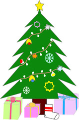 christmas tree and gifts
