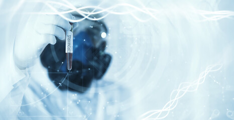 World pandemic. A scientist in the laboratory is testing drugs for the treatment of viral pneumonia. Coronovirus blood test of infected patients.