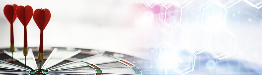 Darts. The dart for playing in the game board is stuck. Hit the sector in darts. The concept of a successful strategy.