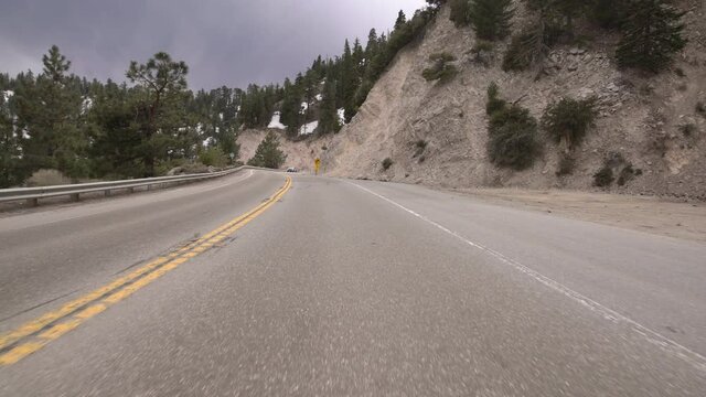Rim of the World Scenic Byway Snow Mountain Canyon Driving Plate 09 San Bernardino Mountains California USA