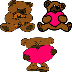 vector image of three teddy bears.