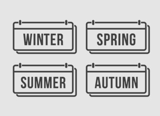 Vector set icons rectangle page calendar - seasons
