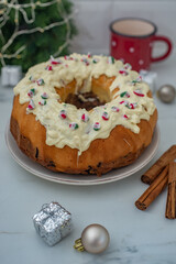 christmas bundt cake with candy cane