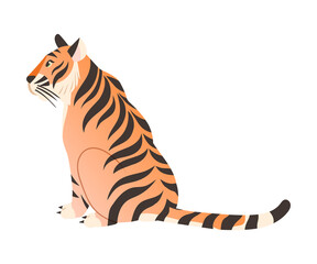 Fototapeta na wymiar Tiger animal. Big wild cat, view from behind vector illustration