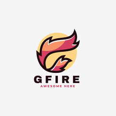 Vector Logo Illustration Letter G Fire Simple Mascot Style.
