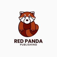 Vector Logo Illustration Red Panda Simple Mascot Style.