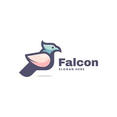 Vector Logo Illustration Falcon Simple Mascot Style.