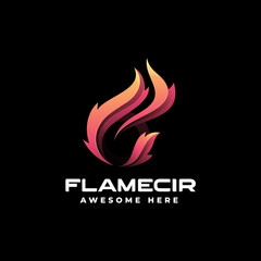 Vector Logo Illustration Flame Gradient Colorful Style.